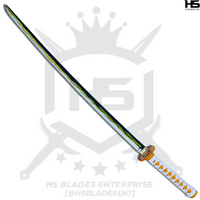 HS Blades ENT makes a full metal replica of Zenitsu's nichirin blade fit for cosplay and demonstration.