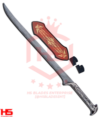 Damascus Full Tang Thranduil Sword with Sheath & Plaque from Hobbit Sword