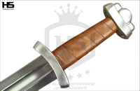 34" Full Tang Vikings Godfred Sword (Spring Steel & D2 Steel Battle ready are available) with Scabbard-Brown