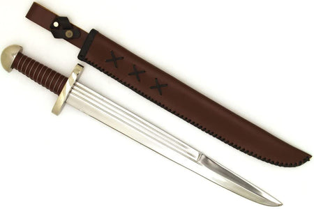 25" Full Tang Gold Plated Vikings Seax Knife (Spring Steel & D2 Steel Battle Ready are available) with Sheath