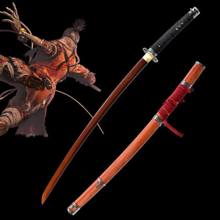 Mortal Blade Wolf Sword of Sekiro in Just $88 (Japanese Steel is also Available) from Shadows Die Twice-Wood Black | Japanese Samurai Sword