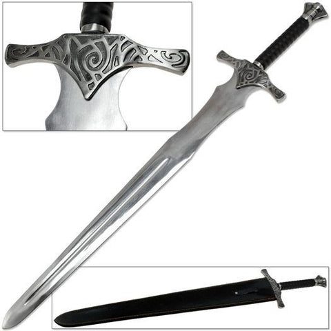42" Iron Greatsword (Spring Steel & D2 Steel Battle Ready Versions are Available) from Elder Scrolls Skyrim with Wall Plaque & Sheath