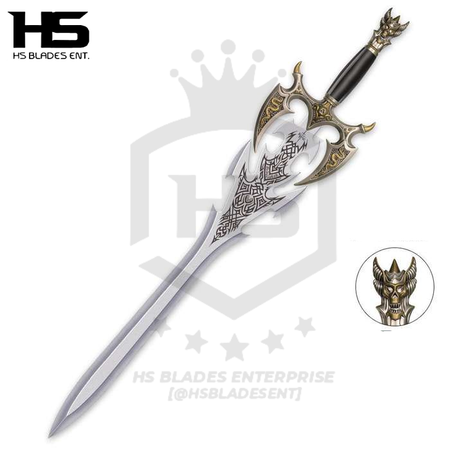 37" Kilgorin Darkness Sword (Spring Steel & D2 Steel Battle Ready Versions are Available) with Wall Plaque-High Polish Gold