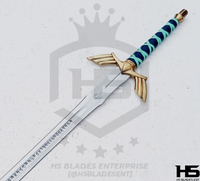 43" Zelda Sword of Links The Ornate Prophecy Hero Sword (Spring Steel & D2 Steel Battle Ready Version are available) with Scabbard from The Legend of Zelda Swords-Blue