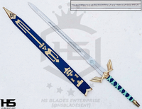 43" Zelda Sword of Links The Ornate Prophecy Hero Sword (Spring Steel & D2 Steel Battle Ready Version are available) with Scabbard from The Legend of Zelda Swords-Blue