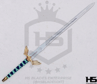 43" Zelda Sword of Links The Ornate Prophecy Hero Sword (Spring Steel & D2 Steel Battle Ready Version are available) with Scabbard from The Legend of Zelda Swords-Blue