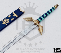 43" Zelda Sword of Links The Ornate Prophecy Hero Sword (Spring Steel & D2 Steel Battle Ready Version are available) with Scabbard from The Legend of Zelda Swords-Blue