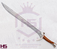 39" Damascus Orcrist Sword of Thorin (Full Tang, BR) from The Hobbit Swords with Plaque & Sheath-LOTR Swords