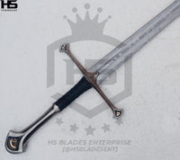 the hilt of anduril narsil sword is adorned with elvish inscription resembling as on the blade