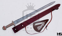 damascus viking king sword with sheath and stand