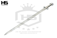 38" Full Tang Vikings Godfred Sword w/ Penta lobbed Pommel (Spring Steel & D2 Steel Battle ready are available) with Scabbard-Wire Wrapped Handle