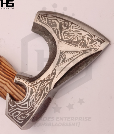 The Jörmungandr: Camping Functional Axe with Leather Sheath in Just $69-Functional Viking Axe