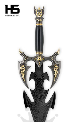 37" Kilgorin Darkness Sword (Spring Steel & D2 Steel Battle Ready Versions are Available) with Wall Plaque-Black Edition III