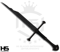 30" Handle Shard of Narsil Sword in Just $66 (Battle Ready Spring Steel & D2 Steel Available) of King Isildur from Lord of The Rings with Plaque and Sheath-Black