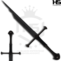 30" Handle Shard of Narsil Sword in Just $66 (Battle Ready Spring Steel & D2 Steel Available) of King Isildur from Lord of The Rings with Plaque and Sheath-Black