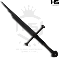 30" Handle Shard of Narsil Sword in Just $66 (Battle Ready Spring Steel & D2 Steel Available) of King Isildur from Lord of The Rings with Plaque and Sheath-Black