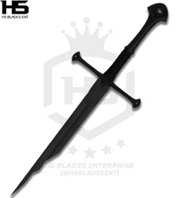 30" Handle Shard of Narsil Sword in Just $66 (Battle Ready Spring Steel & D2 Steel Available) of King Isildur from Lord of The Rings with Plaque and Sheath-Black