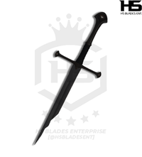 30" Handle Shard of Narsil Sword in Just $66 (Battle Ready Spring Steel & D2 Steel Available) of King Isildur from Lord of The Rings with Plaque and Sheath-Black