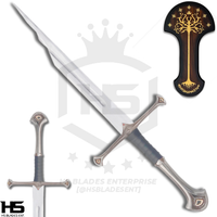 Pair of Narsil Sword & Shards of Narsil Sword in Just $111 (Battle Ready Spring Steel & D2 Steel Available) with Plaque & Scabbard from Lord of The Rings-LOTR Swords
