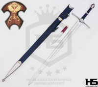 Black Strider Ranger Sword in Just $88 (Battle Ready Spring Steel & D2 Steel Available) of Aragorn from Lord of The Rings with Plaque and Scabbard-LOTR Swords