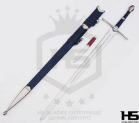 Black Strider Ranger Sword in Just $88 (Battle Ready Spring Steel & D2 Steel Available) of Aragorn from Lord of The Rings with Plaque and Scabbard-LOTR Swords