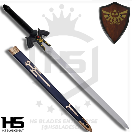 40" Black Link Master Sword (Spring Steel & D2 Steel Battle Ready Version are available) with Plaque & Scabbard from The Legend of Zelda-Black Type II