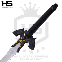 40" Black Link Master Sword (Spring Steel & D2 Steel Battle Ready Version are available) with Plaque & Scabbard from The Legend of Zelda-Black Type II