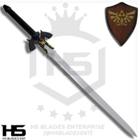 40" Black Link Master Sword (Spring Steel & D2 Steel Battle Ready Version are available) with Plaque & Scabbard from The Legend of Zelda-Black Type II