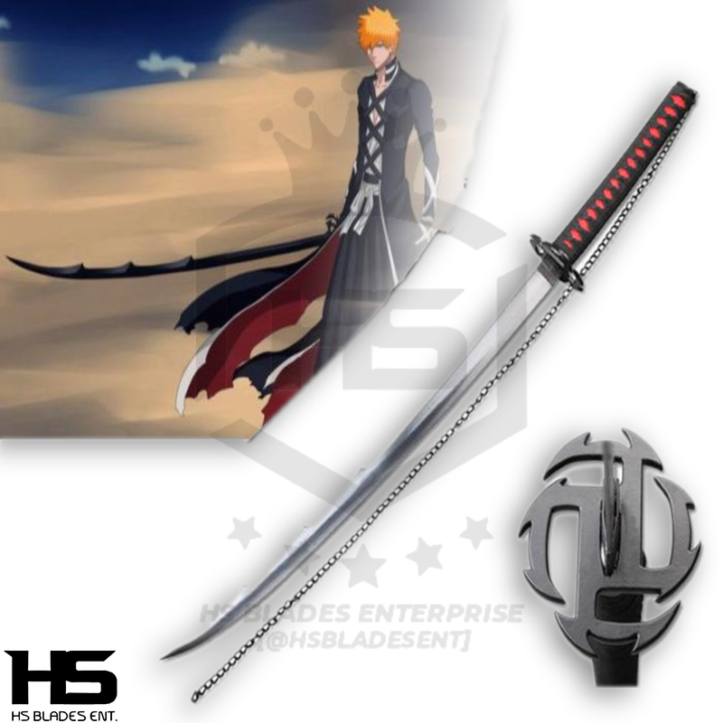 Edition I Tensa Zangetsu Sword of Ichigo Kurosaki in just $88 (Japanese Steel Available) Zanpakuto from Bleach-Polished Blade | Bleach Katana | Zanpakuto Katana