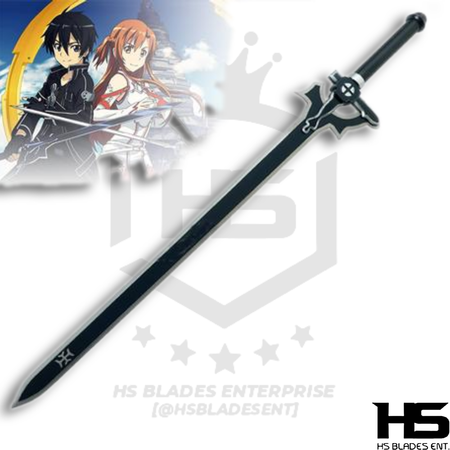 SAO Elucidator Sword of Kirito Just $77 (Battle Ready Spring Steel, Damascus & D2 Steel Versions are also Available) from Sword Art Online SAO with Plaque & Sheath-SAO Replica