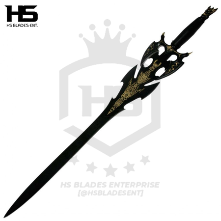 37" Kilgorin Darkness Sword (Spring Steel & D2 Steel Battle Ready Versions are Available) with Wall Plaque-Black Edition