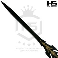 37" Kilgorin Darkness Sword (Spring Steel & D2 Steel Battle Ready Versions are Available) with Wall Plaque-Black Edition