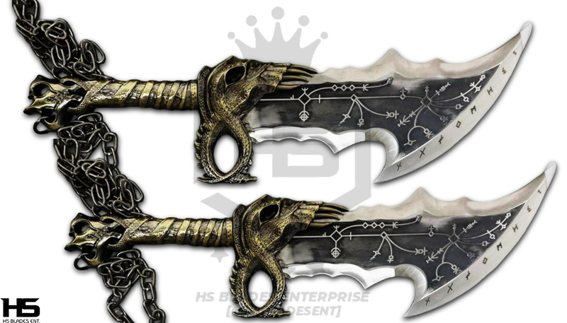 22" Pair of Blade of Chaos Knives of Kratos from God of War (Spring Steel & D2 Steel versions are Available) from God of War Knives Level 6 Type II | Kratos Knives