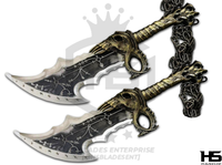 22" Pair of Blade of Chaos Knives of Kratos from God of War (Spring Steel & D2 Steel versions are Available) from God of War Knives Level 6 Type II | Kratos Knives