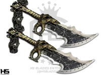 22" Pair of Blade of Chaos Knives of Kratos from God of War (Spring Steel & D2 Steel versions are Available) from God of War Knives Level 6 Type II | Kratos Knives