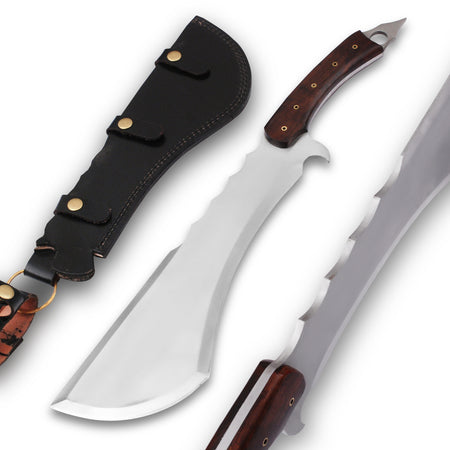 18" Wicked Sawback Bushcraft & Camping Machete (D2 Steel, Spring Steel are available) with Custom Blade Material Variations-Bushcraft Machete