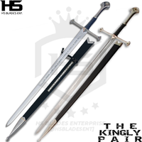 Pair of Anduril Sword & Narsil Sword in Just $111 (Battle Ready Spring Steel & D2 Steel Available) with Plaque & Scabbard of King Aragorn & King Elendil from Lord of The Rings-LOTR Swords
