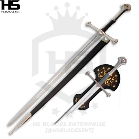 Pair of Narsil Sword & Shards of Narsil Sword in Just $111 (Battle Ready Spring Steel & D2 Steel Available) with Plaque & Scabbard from Lord of The Rings-LOTR Swords