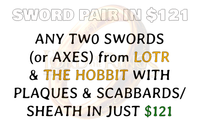 Discount Offer Custom Pairing of Any Two LOTR Swords & Hobbit Swords with Plaque & Scabbards in Just $121 (BR Spring Steel is also available)-LOTR Swords