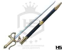 37" Gold Rapier Sword of Wednesday in Just $88 (Spring Steel & D2 Steel versions are Available) from Wednesday Addams-Rapier Swords