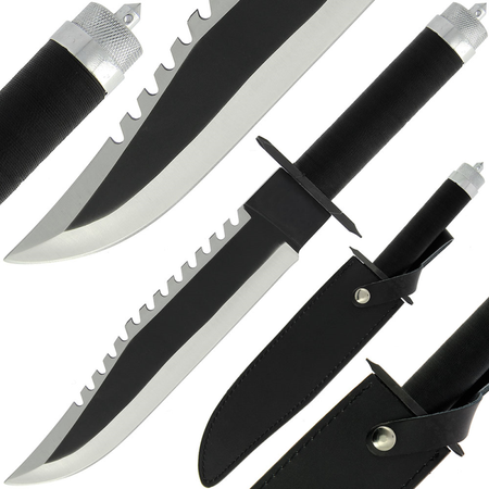 15" Rambo First Blood II Bowie Knife (Spring Steel, D2 Steel are also available) with Sheath-Camping & Hunting Machete