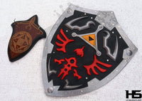 27" Black Hylian Shield with wall hanger and sheath from The Legend of Zelda Shields