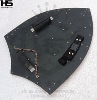27" Black Hylian Shield with wall hanger and sheath from The Legend of Zelda Shields