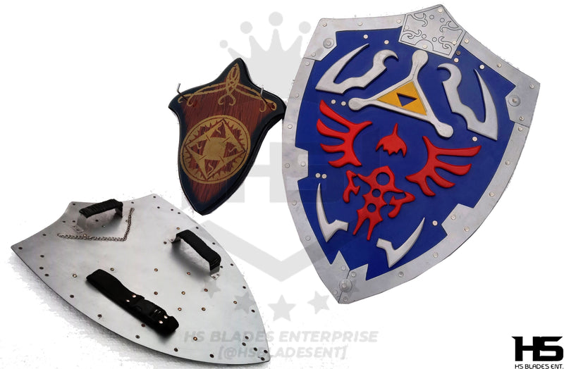 27" Blue Hylian Shield with wall hanger and sheath from The Legend of Zelda Shields