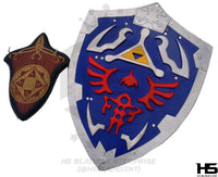 27" Blue Hylian Shield with wall hanger and sheath from The Legend of Zelda Shields