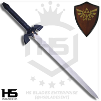 40" Black Ocarina of Time Link Master Sword (Spring Steel & D2 Steel Battle Ready Version are available) with Plaque & Scabbard from The Legend of Zelda-Black Type I