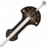 45" Anduril Narsil Sword in Just $88 (Battleready Spring Steel & D2 Steel Available) of King Aragorn II Elessar from Lord of The Rings w/ Plaque