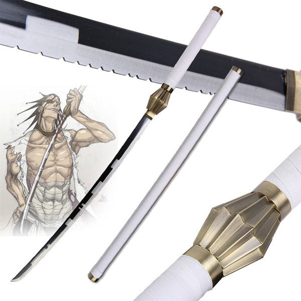 Nozarashi Katana of Kenpachi Zaraki in just $77 (Japanese Steel Available) Zanpakuto from the Bleach-White | Bleach Katana | Zanpakuto Katana