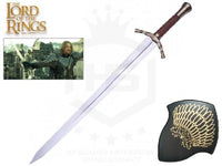 38" Gold Plated Boromir Sword in Just $88 (Battleready Spring Steel & D2 Steel versions are Available) from Lord of The Rings with Plaque