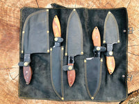 La Joel: Set of 5 Chef Knives (Spring Steel, D2 Steel are also available) with Sheath-Kitchen Knives